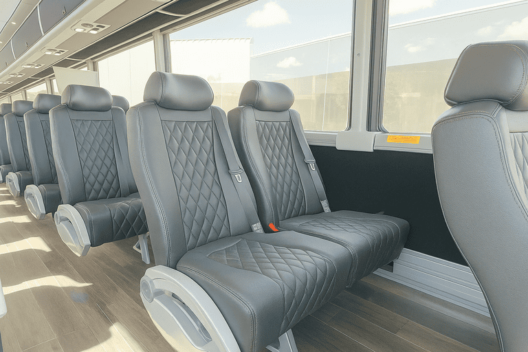 interior of Lansing Coach Bus Service charter bus