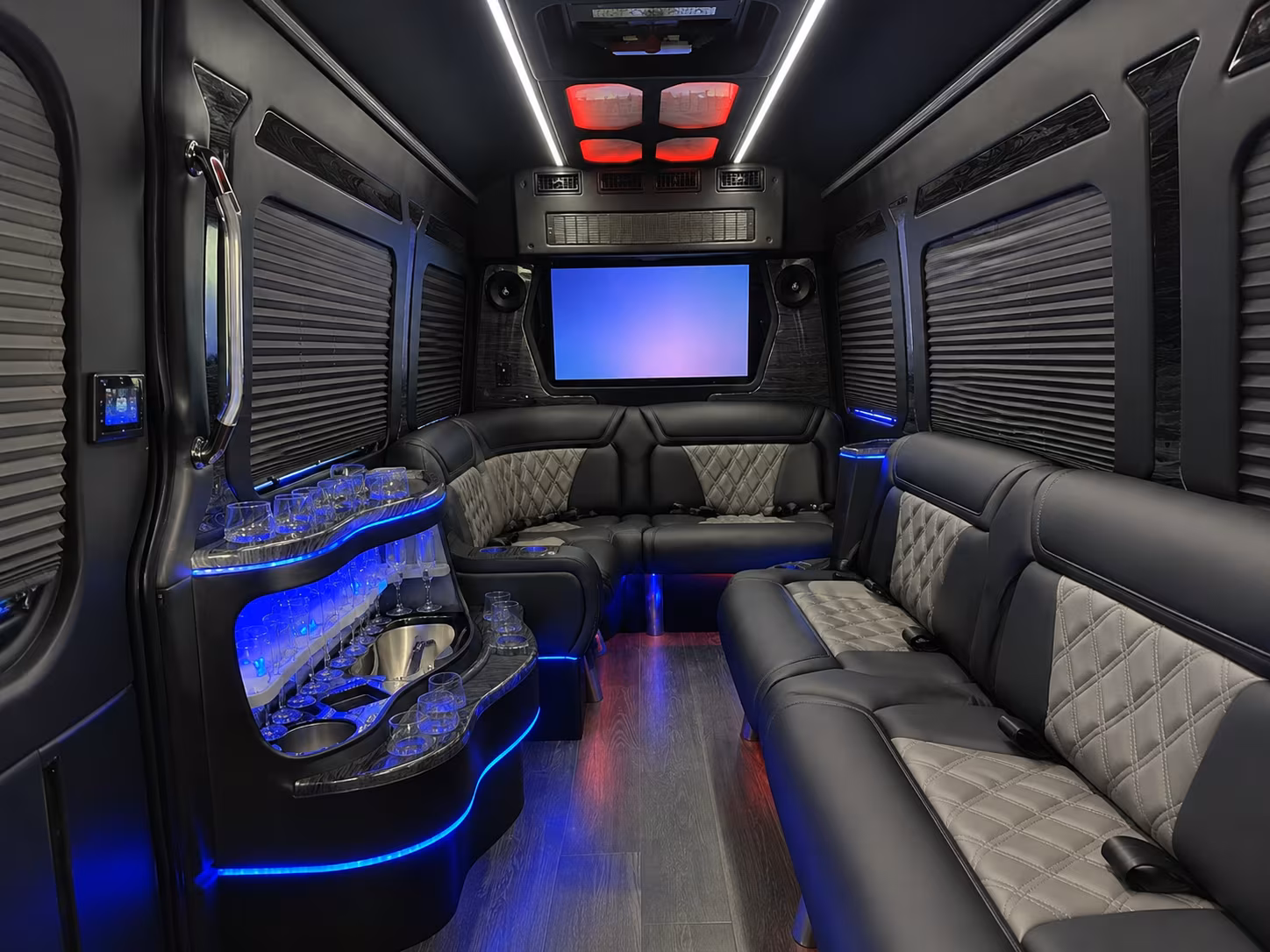 lansing 40 passenger party bus interior